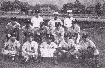 昭和34年7月23日 財団法人発足後初の全九州ろうあ者野球大会に出場したメンバー（準優勝）